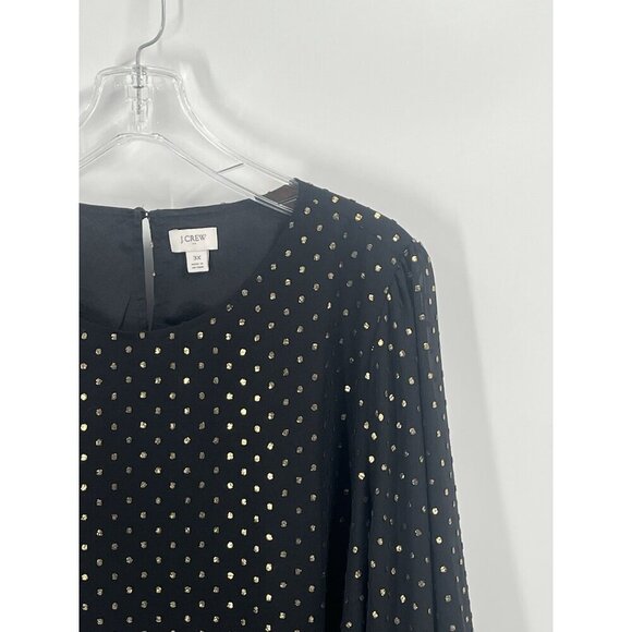 J Crew Swiss Dot Polka Metallic Black Gold Blouse Sz 3X - Picture 3 of 6